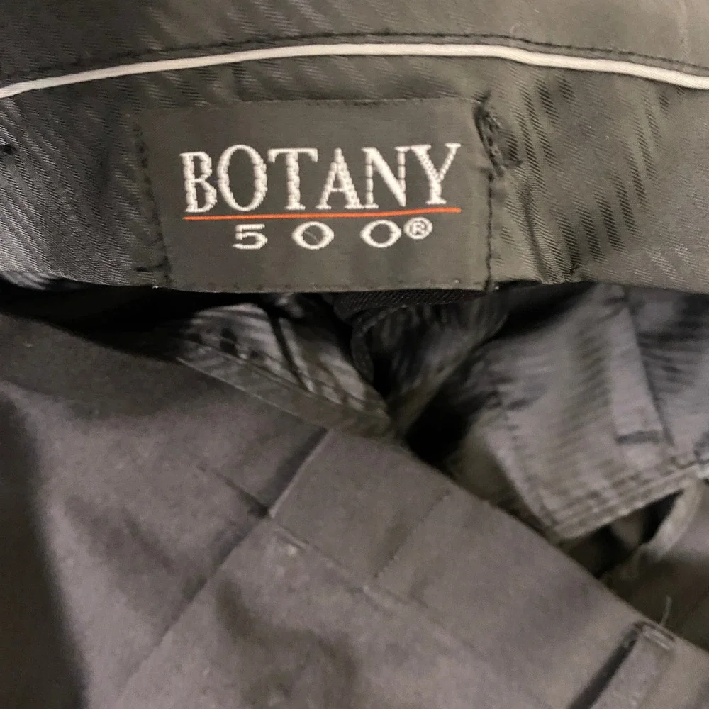Botany 500 Dress Pants Men's Size 44x26 Black Flat Front Straight Leg Trousers *
